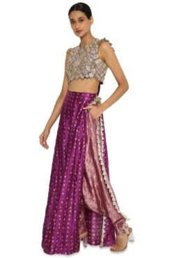 Payal Singhal Purple Embroidered Choli & Bandhani Skirt -Inca Sales Store 154ps14 2