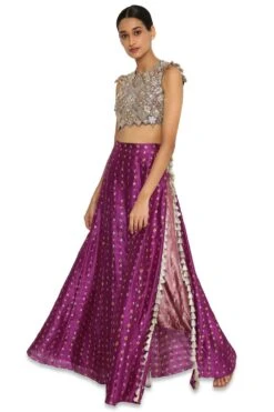 Payal Singhal Purple Embroidered Choli & Bandhani Skirt -Inca Sales Store 154ps14 3