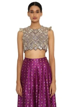 Payal Singhal Purple Embroidered Choli & Bandhani Skirt -Inca Sales Store 154ps14 4