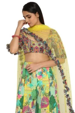 Payal Singhal Yellow Printed Sharara With Embroidered Choli -Inca Sales Store 154ps19 4