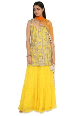 Payal Singhal Yellow Embroidered Sharara Set -Inca Sales Store 154ps23 2