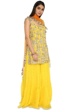 Payal Singhal Yellow Embroidered Sharara Set -Inca Sales Store 154ps23 3