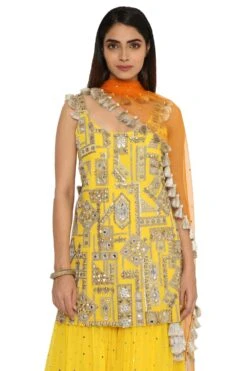 Payal Singhal Yellow Embroidered Sharara Set -Inca Sales Store 154ps23 4