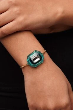 Isharya B-Dazzle Green Crystal Infinity Cut Bracelet