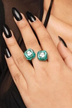 Isharya B-Dazzle Infinity Cut Green Crystal Ring