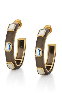 Isharya Meraki Black Enamel Resin Hoops 8 Isharya Meraki Black Enamel Resin Hoops -Inca Sales Store 15623is22 2