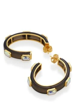 Isharya Meraki Black Enamel Resin Hoops 10 Isharya Meraki Black Enamel Resin Hoops -Inca Sales Store 15623is22 4