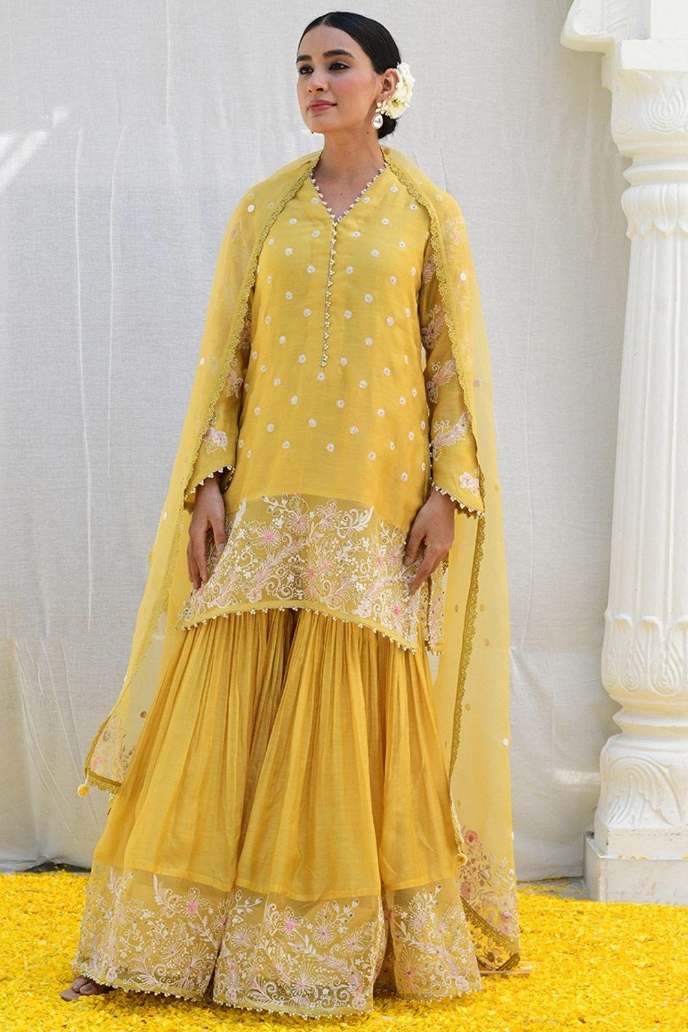 Niti Bothra Yellow Dori Jaal Sharara Set 4 Niti Bothra Yellow Dori Jaal Sharara Set - Image 2