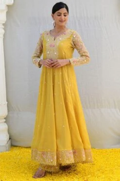 Niti Bothra Yellow Floral Embellished Anarkali Set -Inca Sales Store 15623nb21 3