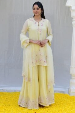 Niti Bothra Yellow Floral Embroidered Sharara Set
