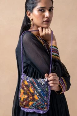 Vipul Shah Purple Banjara Embroidered Minion Clutch -Inca Sales Store 15623vs10 4