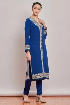 PATINE Cobalt Blue Parsi Gara Embroidered Kurta Set -Inca Sales Store 15735 2