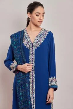 PATINE Cobalt Blue Parsi Gara Embroidered Kurta Set -Inca Sales Store 15735 4