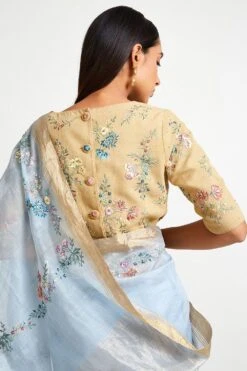 Payal Pratap Gold Cotton Handloom Embroidered Blouse 8 Payal Pratap Gold Cotton Handloom Embroidered Blouse -Inca Sales Store 15rg 12b 3