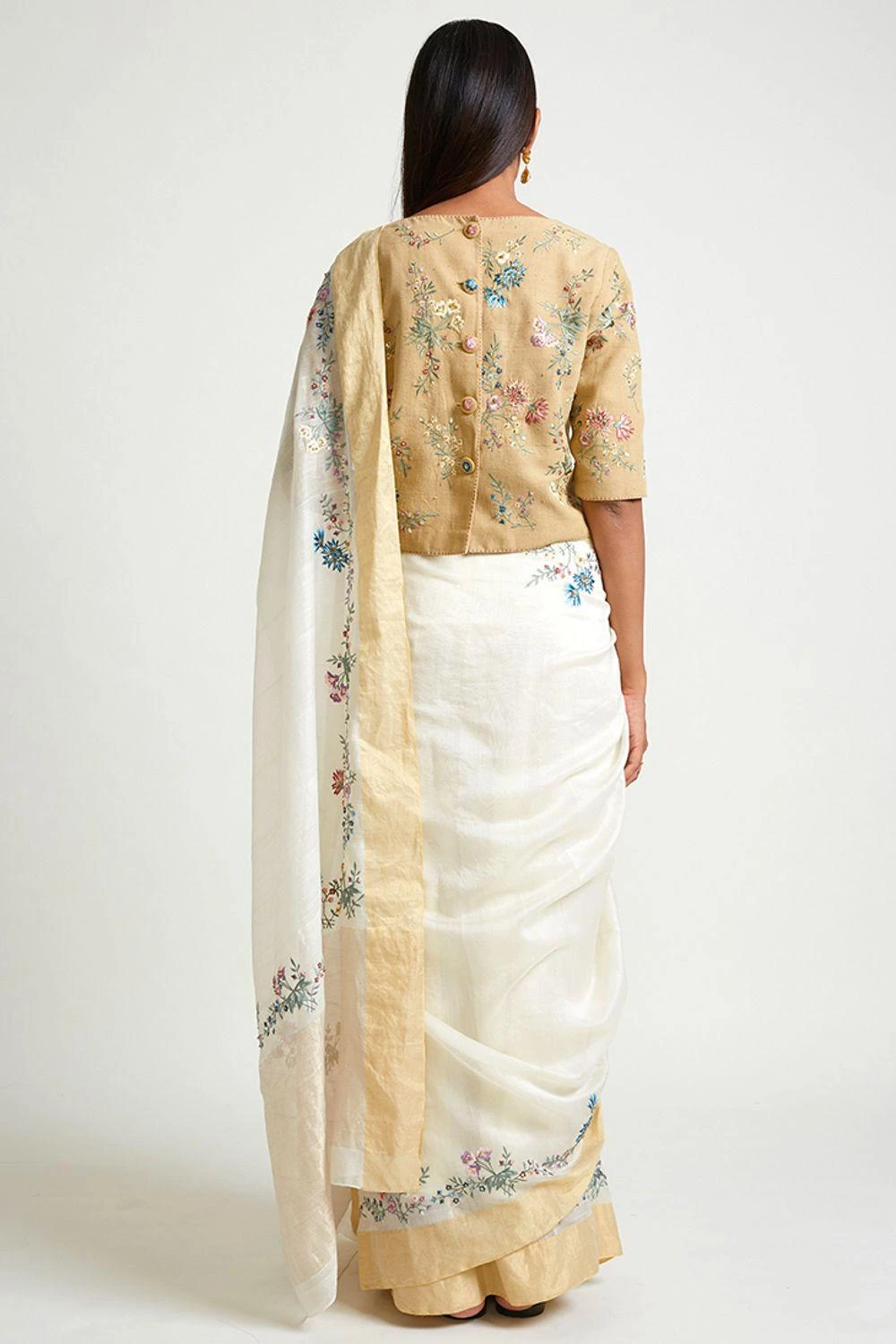 Payal Pratap Gold Cotton Handloom Embroidered Blouse 6 Payal Pratap Gold Cotton Handloom Embroidered Blouse - Image 4