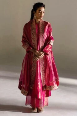 Mimamsaa Magenta Tissue Silk Dupatta