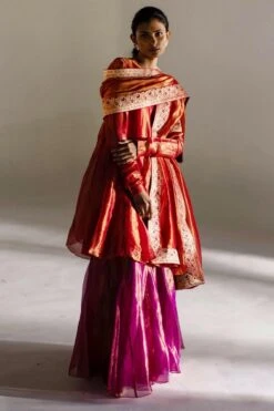 Mimamsaa Crimson Tissue Silk Dupatta -Inca Sales Store 1602 311mr21 4