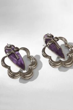 Outhouse Silver Studs With An Amethyst Stone -Inca Sales Store 1607ot20 1 1