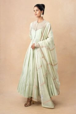 Anamika Khanna Pastel Green Embellished Anarkali Set -Inca Sales Store 161023ak11 3