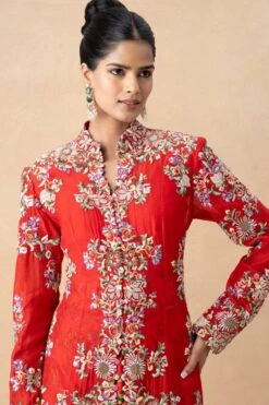 Anamika Khanna Red Floral Embellished Jacket Set -Inca Sales Store 161023ak2 4