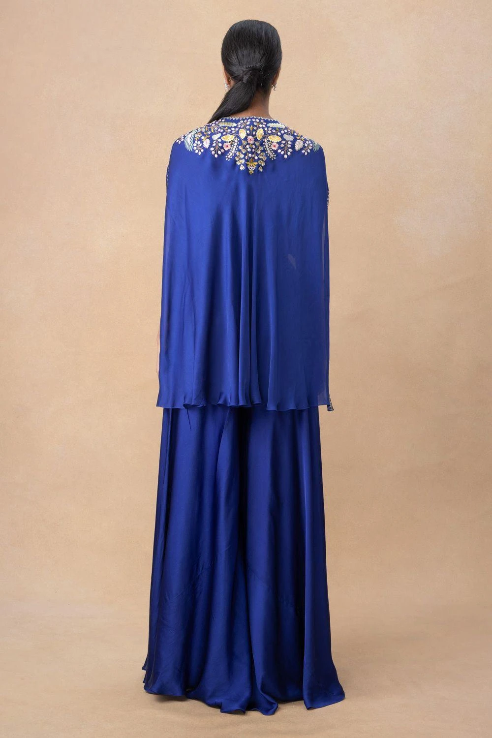 Ahilian Blue Floral Embellished Cape Set 7 Ahilian Blue Floral Embellished Cape Set - Image 5