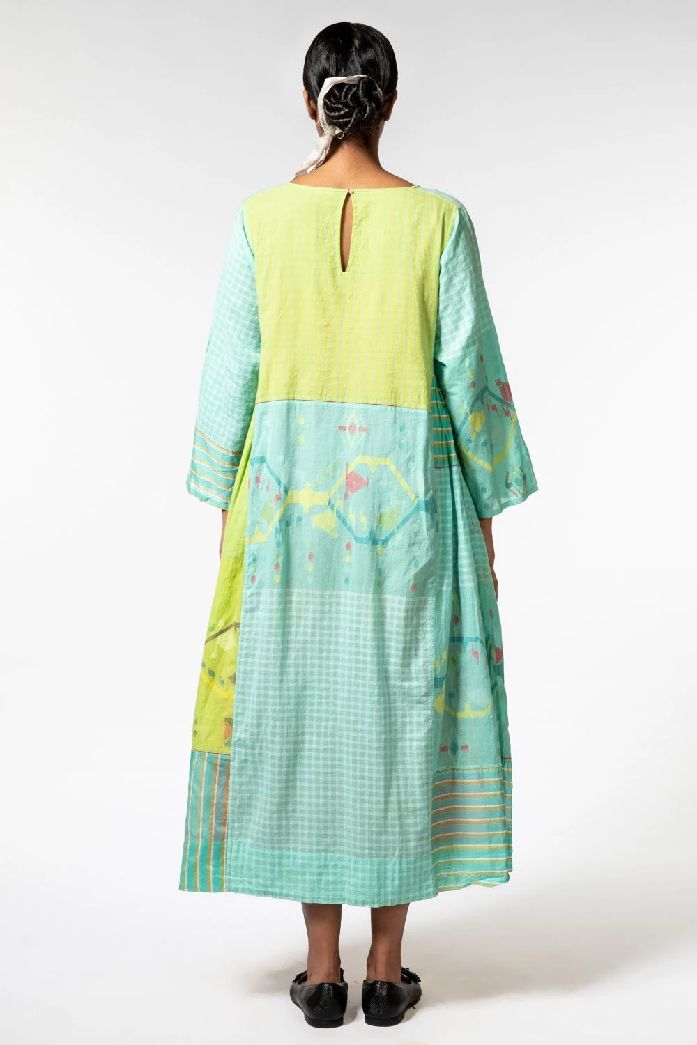 Injiri Cotton Jamdani Blue Fitted Dress 6 Injiri Cotton Jamdani Blue Fitted Dress - Image 4