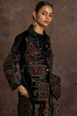 Sunira Designs Black Rushaan Velvet Blazer -Inca Sales Store 1611sun17 3