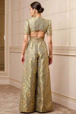 Tarun Tahiliani Oyster Brocade Jumpsuit -Inca Sales Store 1611tt6 4