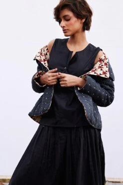 Khara Kapas Charcoal Black Cotton Gauge Jacket -Inca Sales Store 161223kk15 4