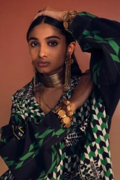 AK-OK By Anamika Khanna Sleek Black Geometric Print Silk Co-ord Set 7 AK-OK By Anamika Khanna Sleek Black Geometric Print Silk Co-ord Set -Inca Sales Store 16124akok6 3