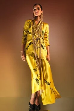 AK-OK By Anamika Khanna Jaune Graphic Adorned Silk Co-ord Set