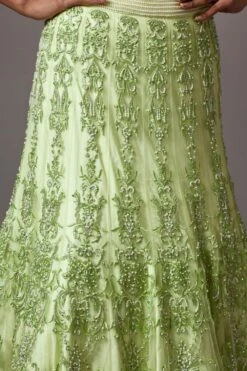 Mala And Kinnary Jade Green Floral & Sequin Adorned Lehenga Set -Inca Sales Store 16124mk2 4