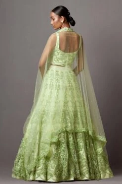 Mala And Kinnary Jade Green Floral & Sequin Adorned Lehenga Set -Inca Sales Store 16124mk2 6