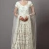 Mala And Kinnary Pearly White Pearl & Sequin Adorned Anarkali Set -Inca Sales Store 16124mk23 1