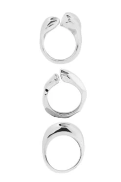 Misho Majestic Silver Stackable Pebble Rings