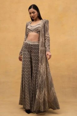 Ritika Mirchandani Black Hand Embroidered Jacket Set -Inca Sales Store 161rm2 3