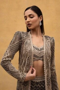 Ritika Mirchandani Black Hand Embroidered Jacket Set -Inca Sales Store 161rm2 5