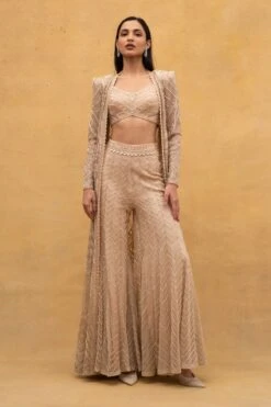 Ritika Mirchandani Gold Hand Embroidered Jacket Set