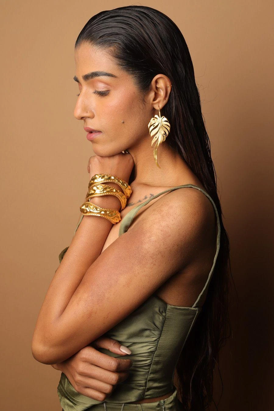 Anatina Gold Foliage Earrings 4 Anatina Gold Foliage Earrings - Image 2