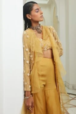 Ridhima Bhasin Sunrise Yellow Lucknowi Embroidered Jacket Set -Inca Sales Store 165rb13 5