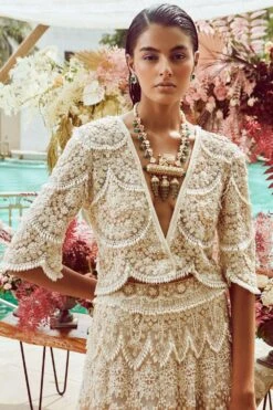 Ridhima Bhasin Ivory Fish Scalloped Pearl Embellished Lehenga Set -Inca Sales Store 165rb4 2