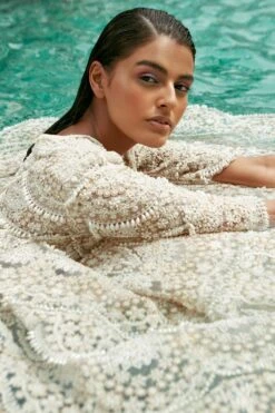 Ridhima Bhasin Ivory Fish Scalloped Pearl Embellished Lehenga Set -Inca Sales Store 165rb4 3