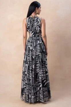 Nikita Mhaisalkar White Abstract Printed Dress With A Girdle -Inca Sales Store 16623nm6 5