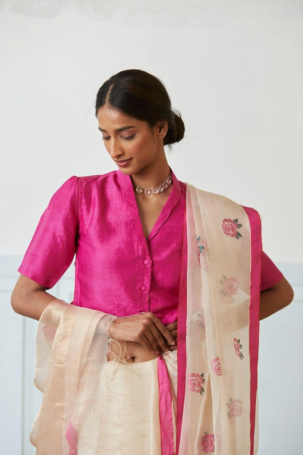 Surmaye Panache Pink Mulberry Silk Blouse 3 Surmaye Panache Pink Mulberry Silk Blouse