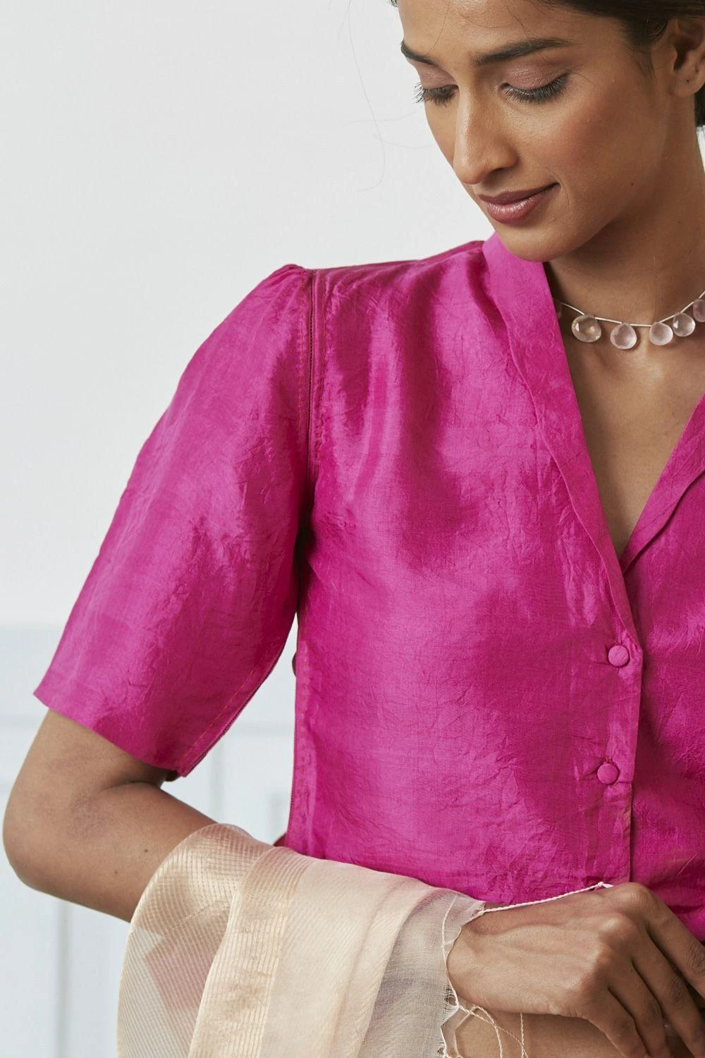 Surmaye Panache Pink Mulberry Silk Blouse 4 Surmaye Panache Pink Mulberry Silk Blouse - Image 2