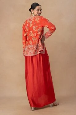Petticoat Lane By Divya Red Floral Embellished Cape Set -Inca Sales Store 16823pl7 5