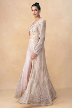 Ritika Mirchandani Pink & Gold Geometric Embellished Jacket Set -Inca Sales Store 16823rm1 2