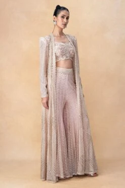 Ritika Mirchandani Pink & Gold Geometric Embellished Jacket Set -Inca Sales Store 16823rm1 3