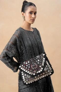 Vipul Shah Black Mirror & Banjara Embellished Clutch