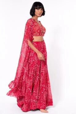 Arpita Mehta Red Printed & Embroidered Cape Set -Inca Sales Store 168am5 2